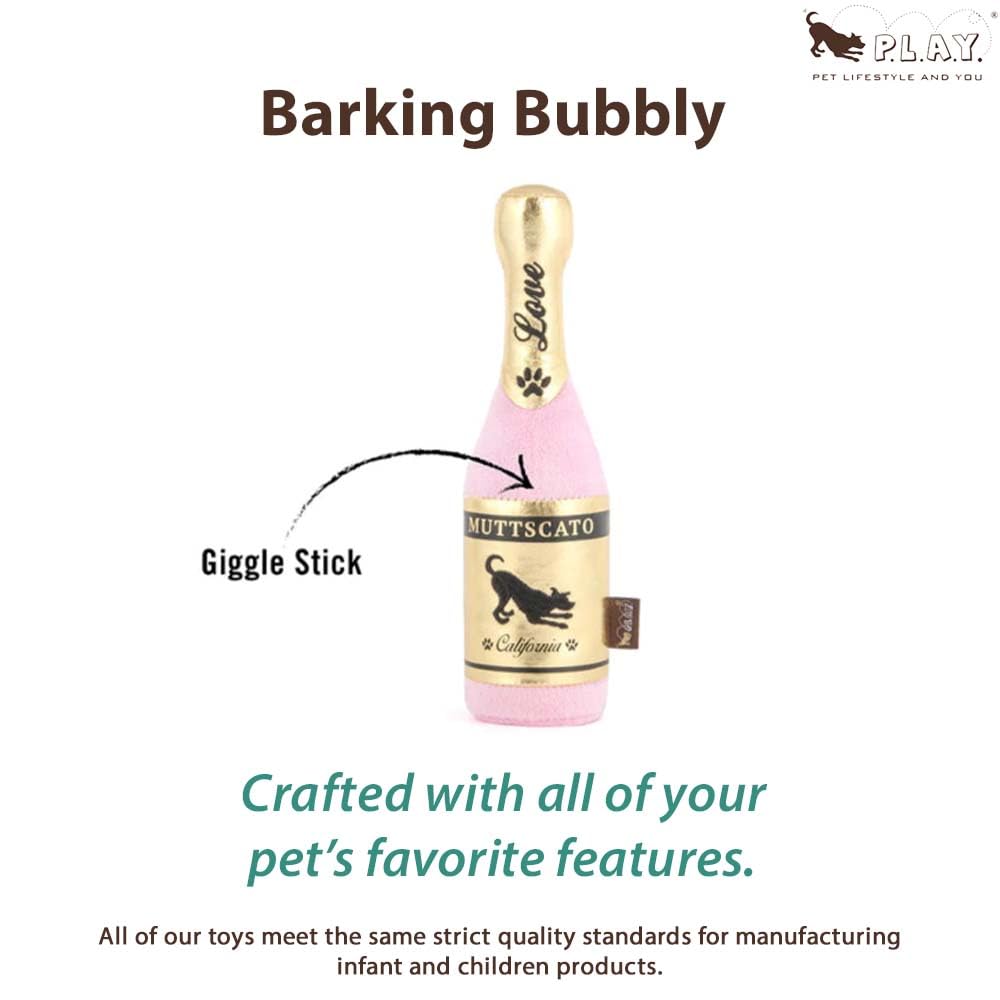 P.L.A.Y. Cute Plush Dog Toys - Puppy Love Themed Durable Giggle Stick Chew Toy, Great For Puppies & All Size Dogs - Machine Wash