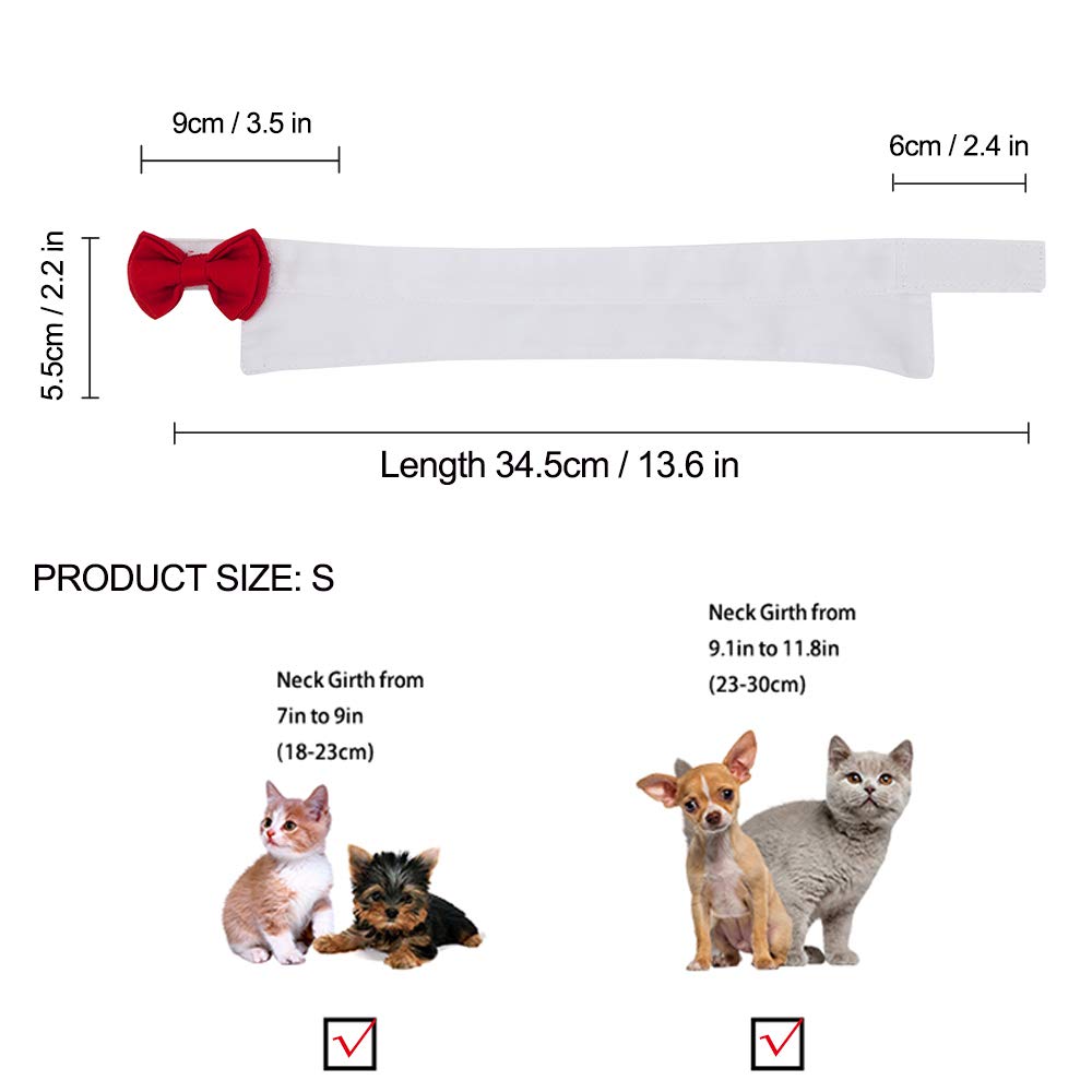 Zton Handcrafted Adjustable Formal Pet Bowtie Collar Neck Tie For Dogs & Cats (S, Red)