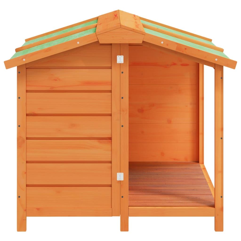 vidaXL Dog Kennel Outdoor Pet House with Roof - Pine Wood, Water-Resistant, 37.8"x34.3"x31.7", Brown