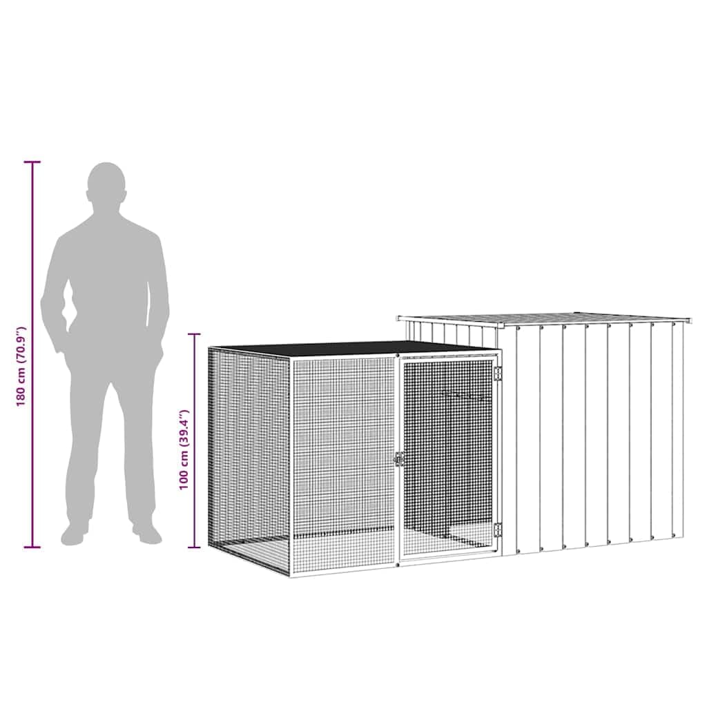vidaXL Rabbit Cage for Indoor/Outdoor Use - Spacious Design with 78.7x35.8x39.4 Dimensions, Galvanized Steel Construction, Anthr