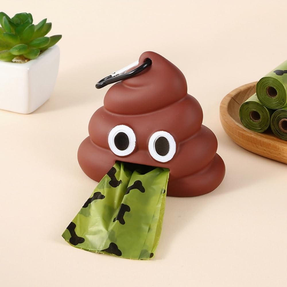 Petvogue Poop Bag Holder | Silicone Dog Waste Holder Garbage Bags, Dog Poop Bag Dispenser With 1 Roll(15 Bags)