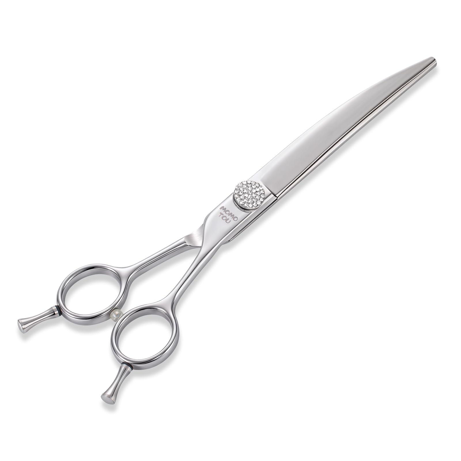 Momotou Professional Curved Dog Grooming Scissors With Simulation Diamond 440C Stainless Steel Polished Pet Cat Hair Cutting She