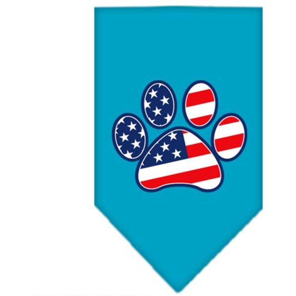Pet and Dog Bandana Screen Printed, &quot;Patriotic Paw&quot; Turquoise Large
