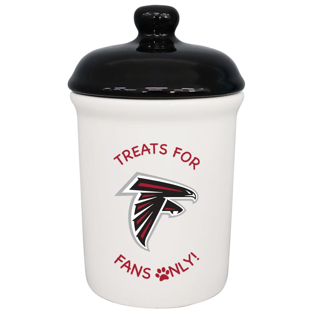 The Memory Company | Licensed NFL Treats for Team Fans Only Ceramic Pet Treat Canister,Atlanta Falcons
