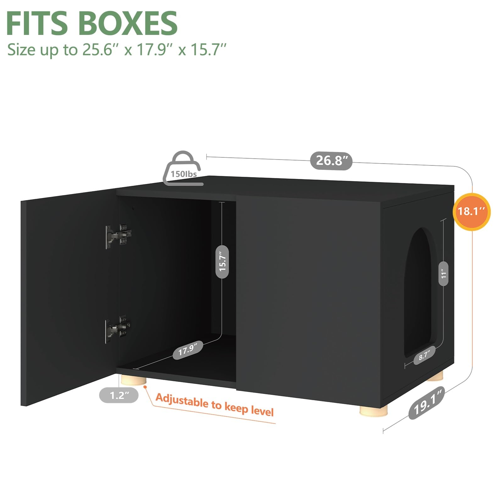 Amunrbrek Cat Litter Box Enclosure, Litter Box Furniture, Stylish Modern Litter Box Cabinet, Wooden Cat House, End Table, Nights