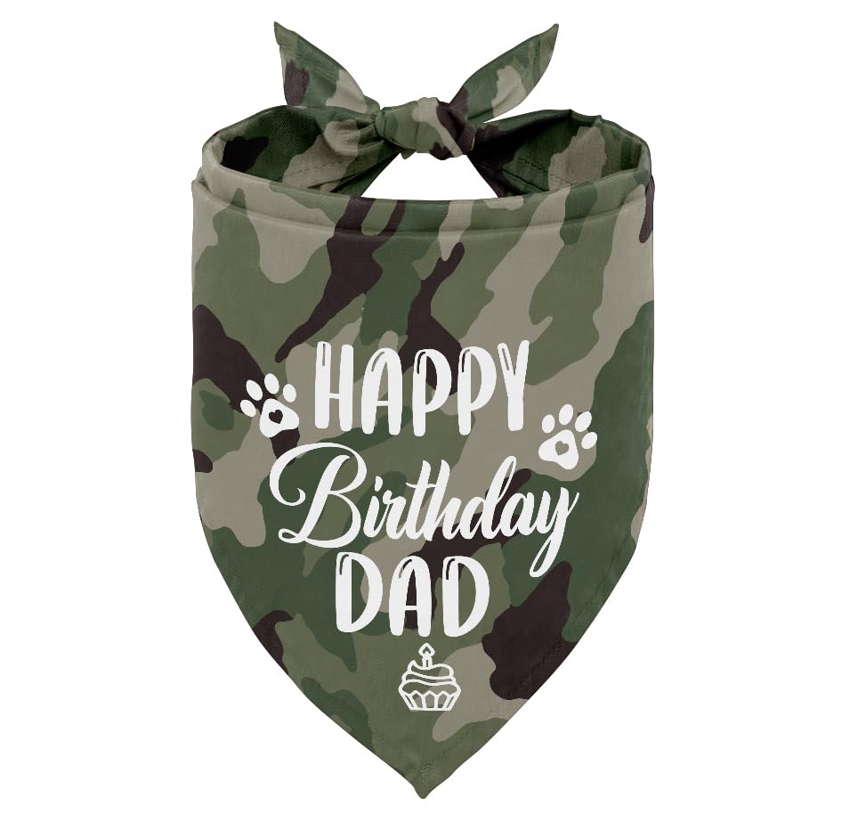 K32 Camouflage Dog Bandana - Happy Birthday Dad Dog Scarf Accessory For Pet Scarf Gift