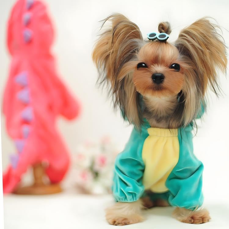 DELIFUR Dinosaur Dog Halloween Costume Pet Dino Hoodie for Large Dogs (3XL, Green)