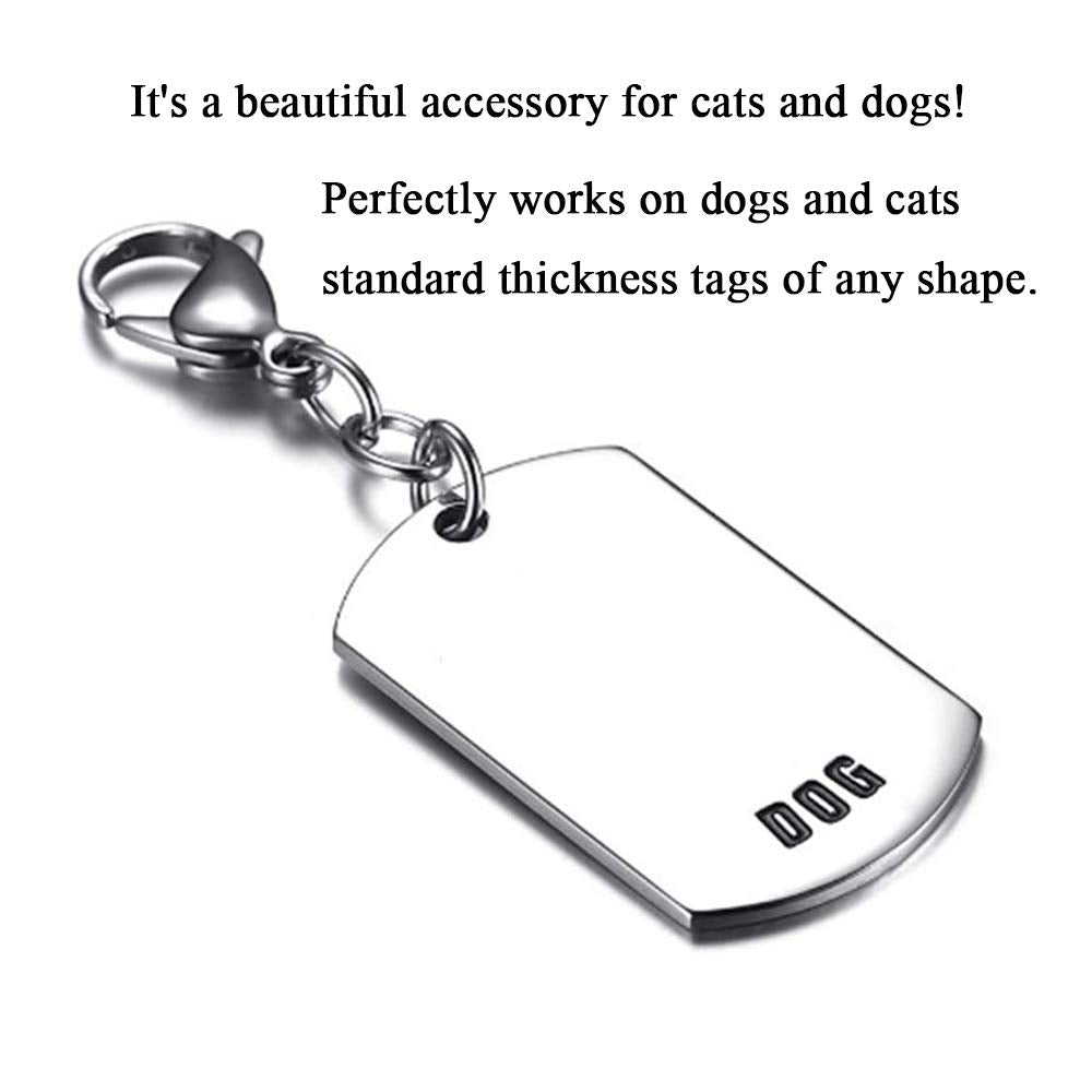 Ivia Pet 4 Sets Cat Bell For Dog Collar Charm Training Pet Pendant Accessories With 2 Pack Stainless Steel Dog Tag Clips(2 Large Silver)