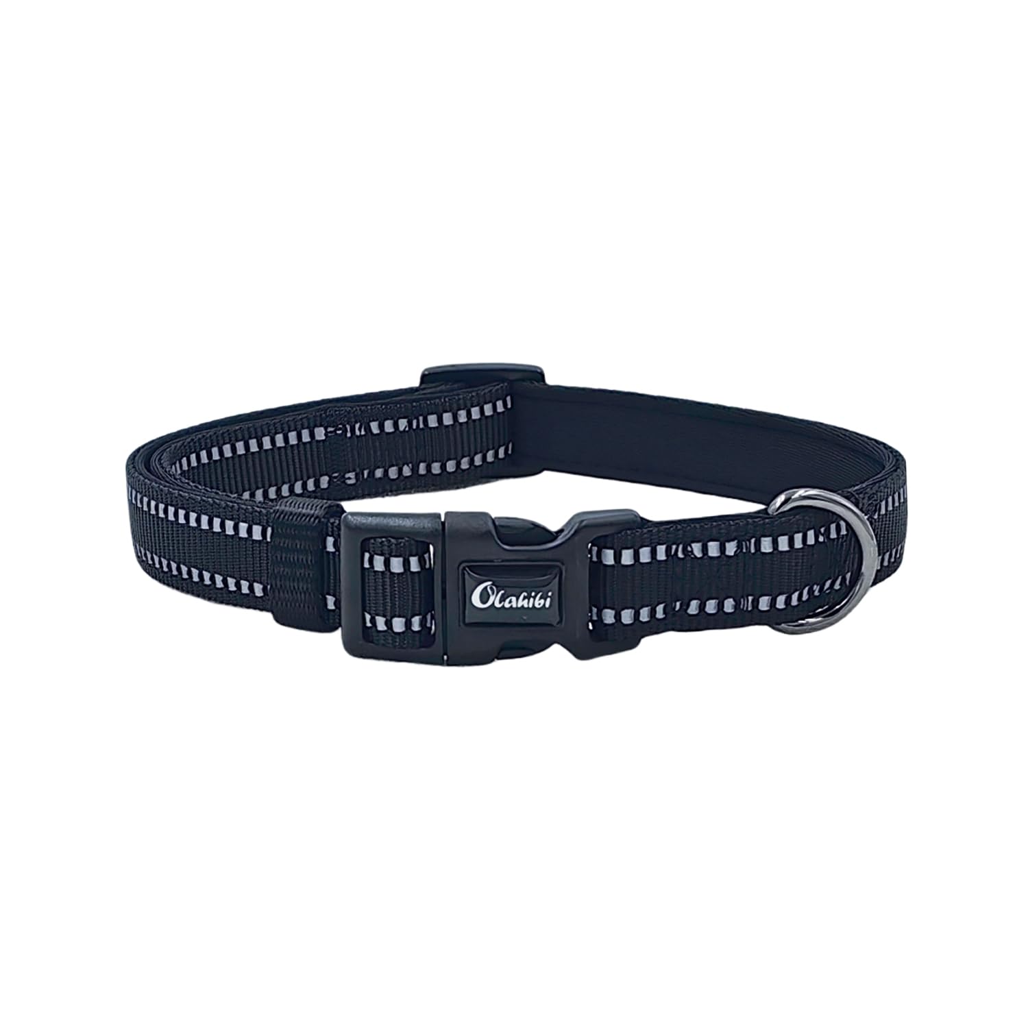 Olahibi Neoprene Padded Dog Collar, Soft And Comfortable, Durable Nylon With Reflective Stripe, For Small Dogs.(Small, Black)