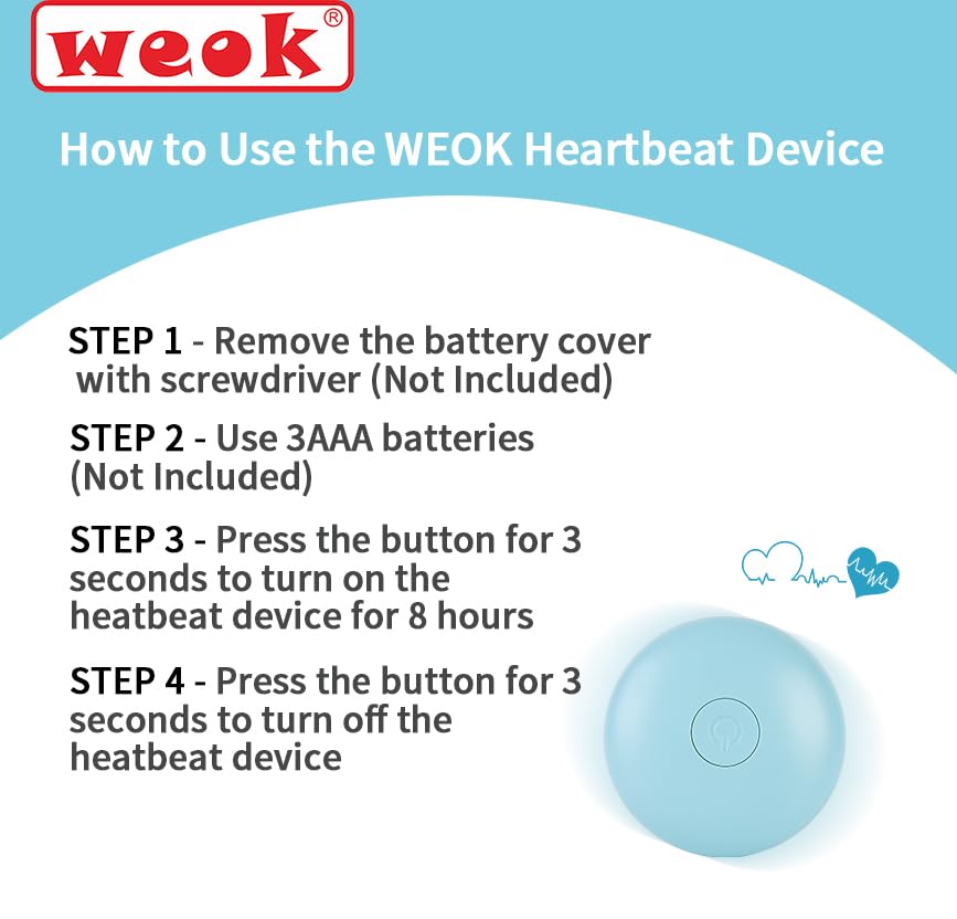 Weok Heartbeat Puppy Toy - Comfort Cuddler Pillow, Dog Anxiety Relief Calming Aid,Heartbeat Stuffed Toy For Dogs,Puppy Heartbeat Toy Sleep Aid,Dog Heartbeat Toy For Pet