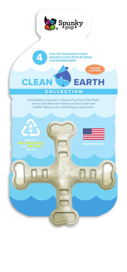 Spunky Pup Clean Earth Recycled Crossbones | Made In Usa | Made From 100% Recycled Water Bottles, Gray