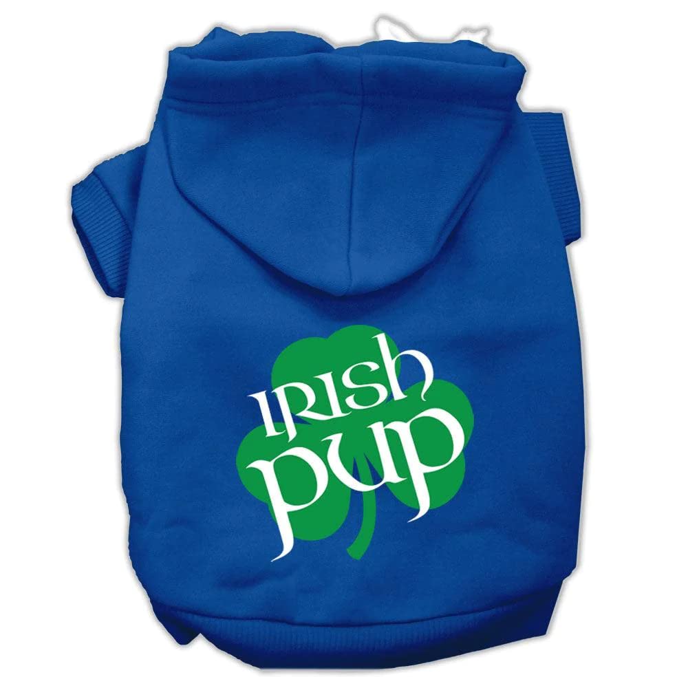 Mirage Pet Products Irish Pup Screen Print Pet Hoodies, Blue, Large