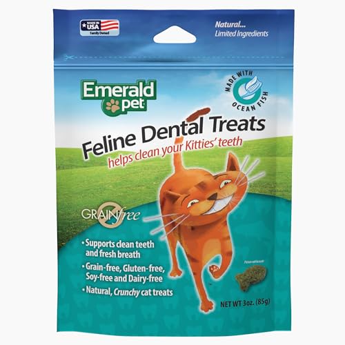 Feline Dental Treats - Tasty And Crunchy Cat Dental Treats Grain Free - Natural Dental Treats To Clean Cat Teeth, Freshen Cat Breath, And Reduce Plaque And Tartar Buildup - Ocean Fish Treats, 3 Oz