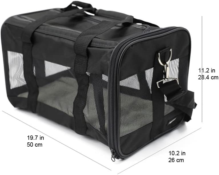 Amazon Basics Soft-Sided Mesh Pet Travel Carrier For Dog, Cat, Up To 22 Pounds, 19.7'' L X 12'' W X 12'' H, Black