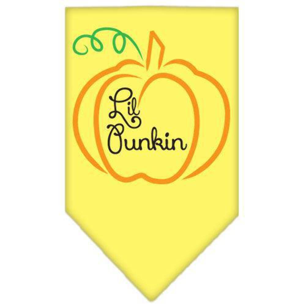 Halloween Pet and Dog Bandana Screen Printed, &quot;Lil Punkin&quot; Yellow Large