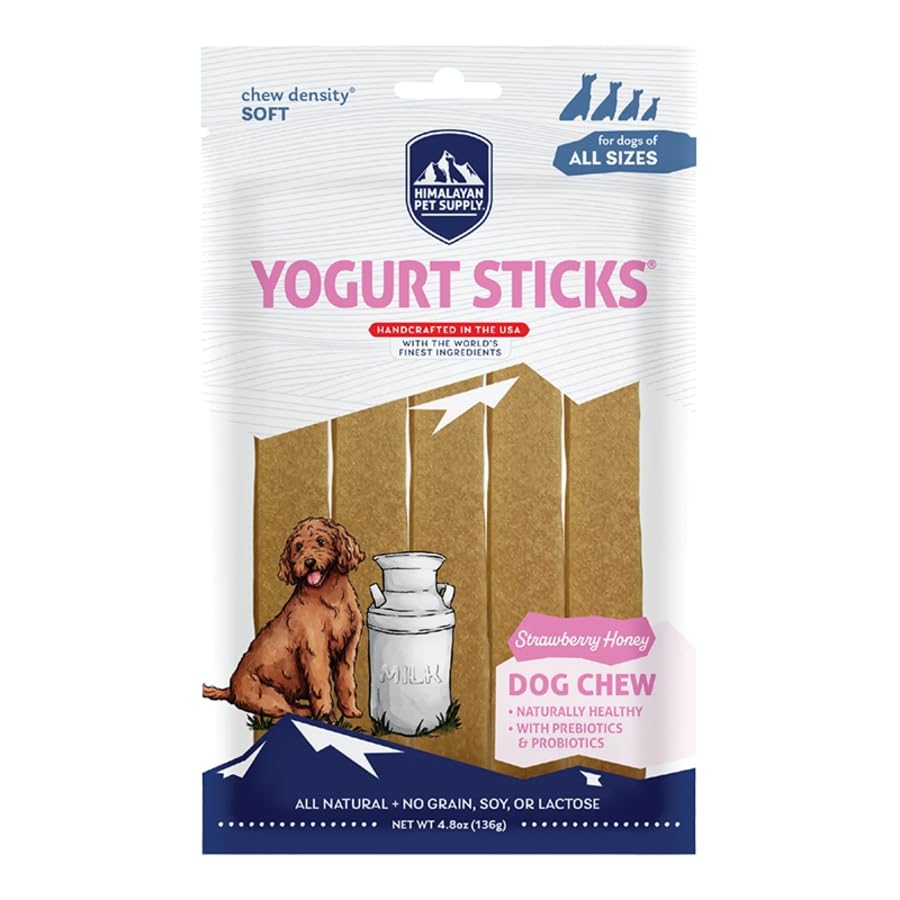 Himalayan Pet Supply Yogurt Sticks Dog Treats in 3 Flavors with Honey: 1 Strawberry, 1 Cranberry & 1 Apple Flavor (3 Bags Total,