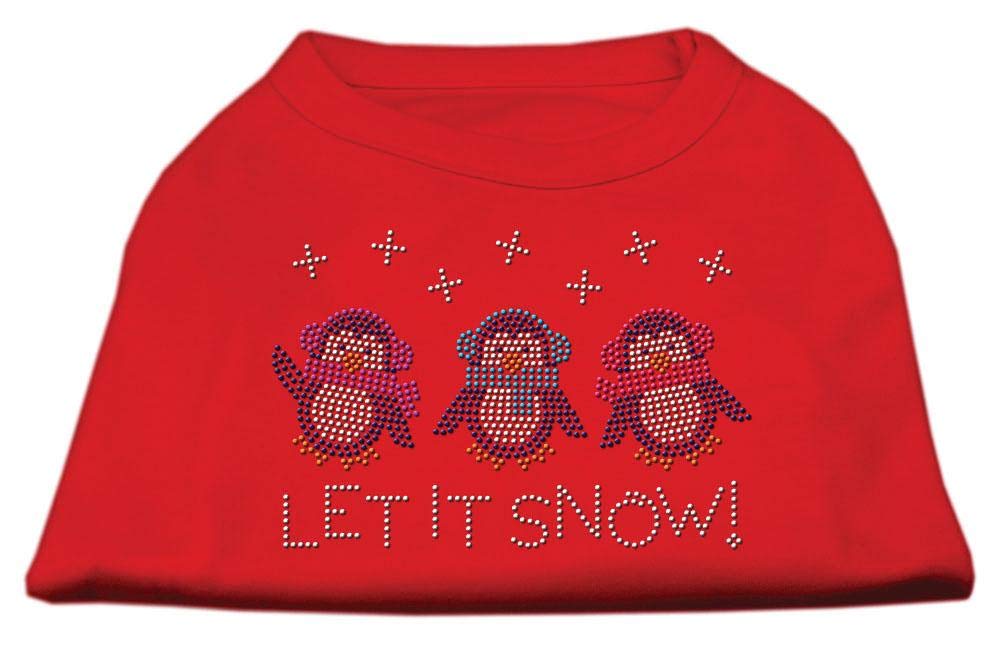 Christmas Pet Dog & Cat Shirt Rhinestone, 'Let It Snow Penguins' Red Xs (0-3 Lbs.)