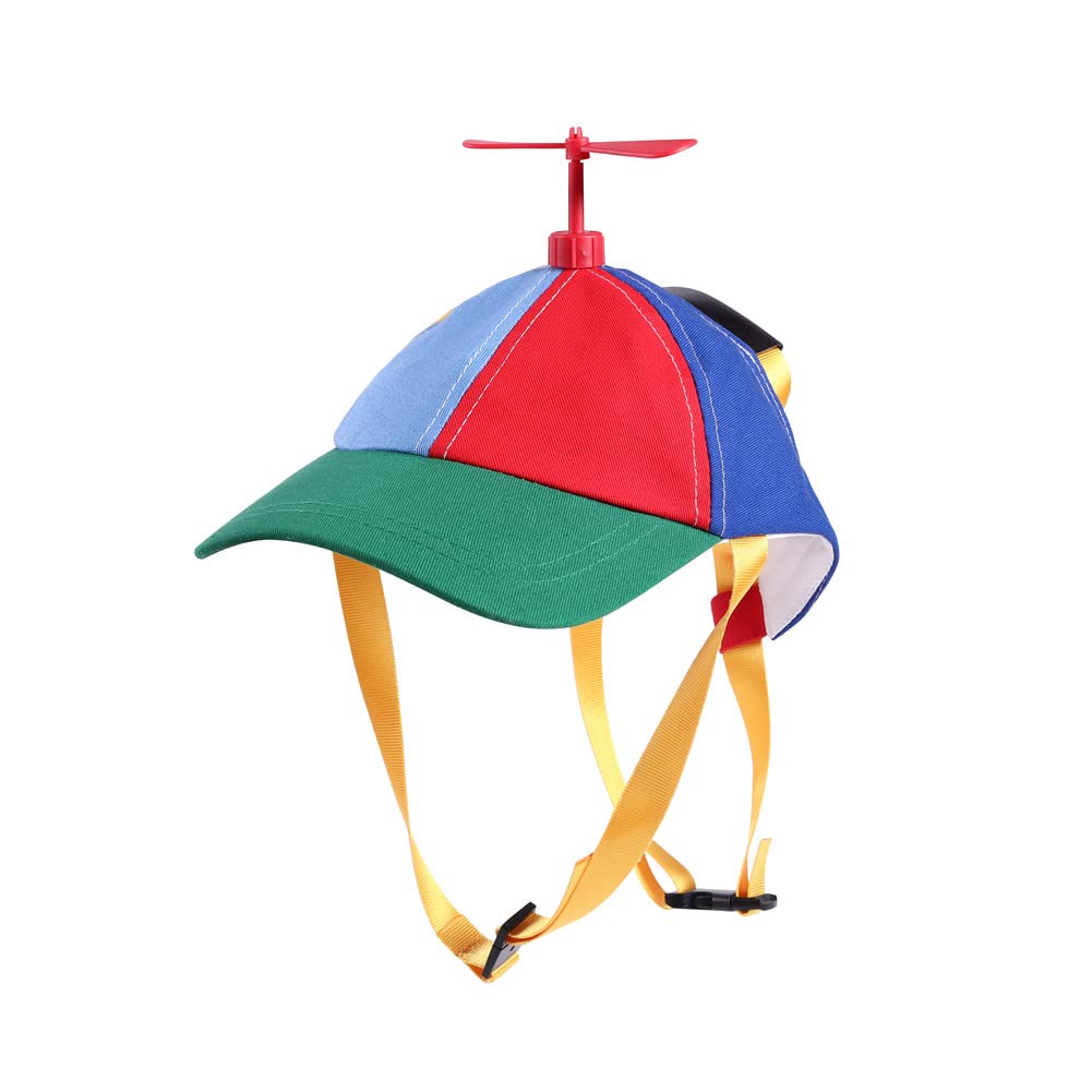 Geanbaye Dog Hats With Funny Propeller, Size And Rope Double Adjustment Pet Hats For Small ,Medium, Large Dog And Cat (Iridescent)