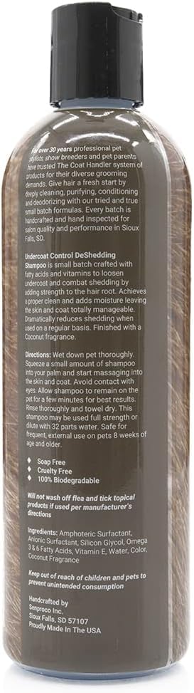 The Coat Handler Undercoat Control Deshedding Dog Shampoo, 16 Oz - Combats And Reduces Shedding, Undercoat Removal, Omega 3 & 6