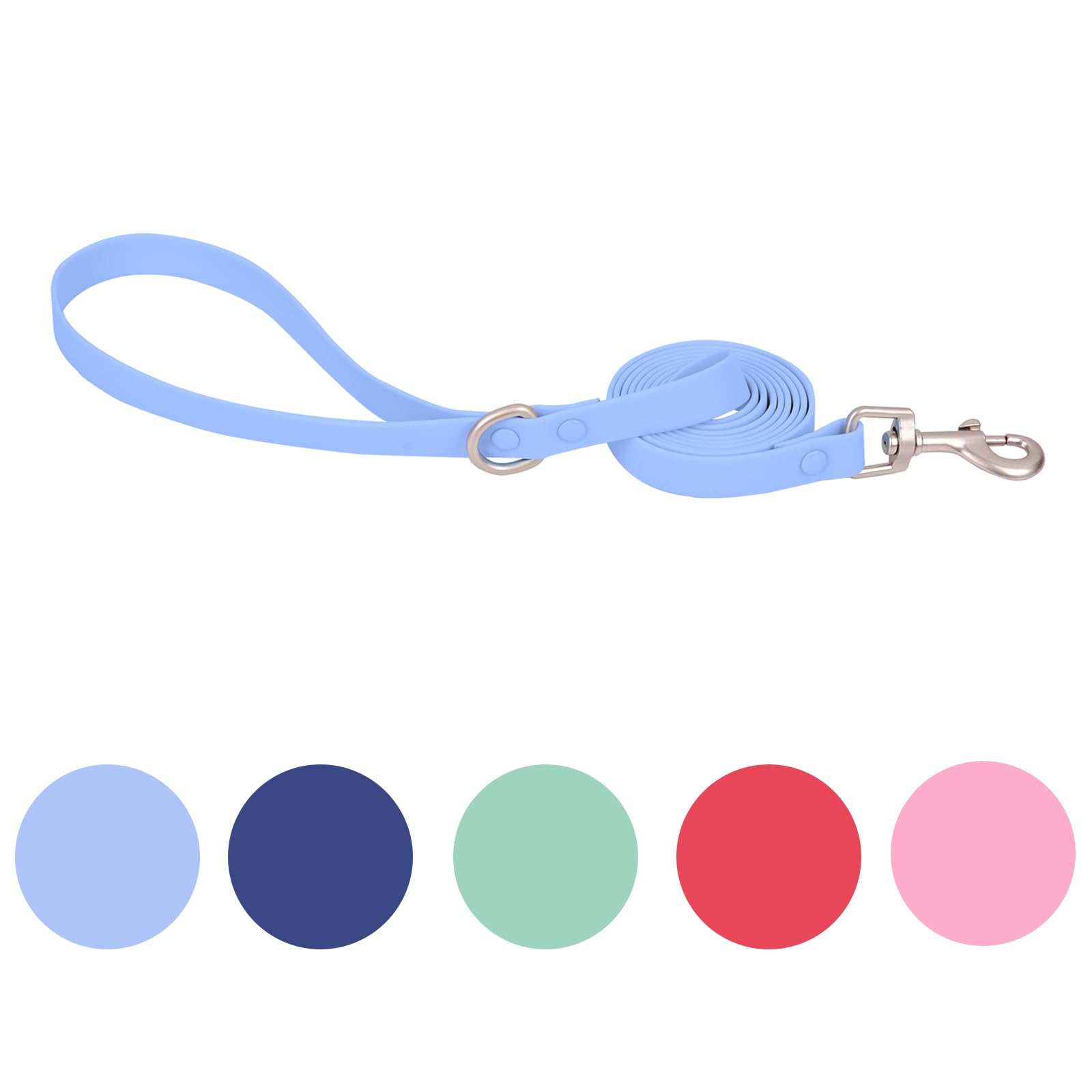Waterproof Soft Rubber Dog Leash With Safety Buckle - Adjustable Pet Leash For Small Medium Large Dogs