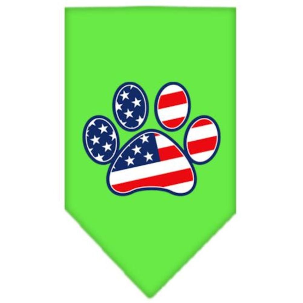 Pet and Dog Bandana Screen Printed, Patriotic Paw Lime Green Large