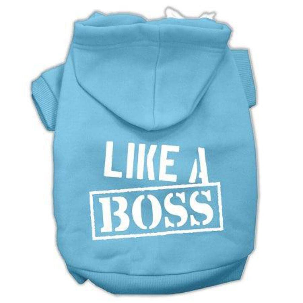 Pet, Dog & Cat Hoodie Screen Printed, 'Like A Boss' Baby Blue 3Xl (25-35 Lbs.)