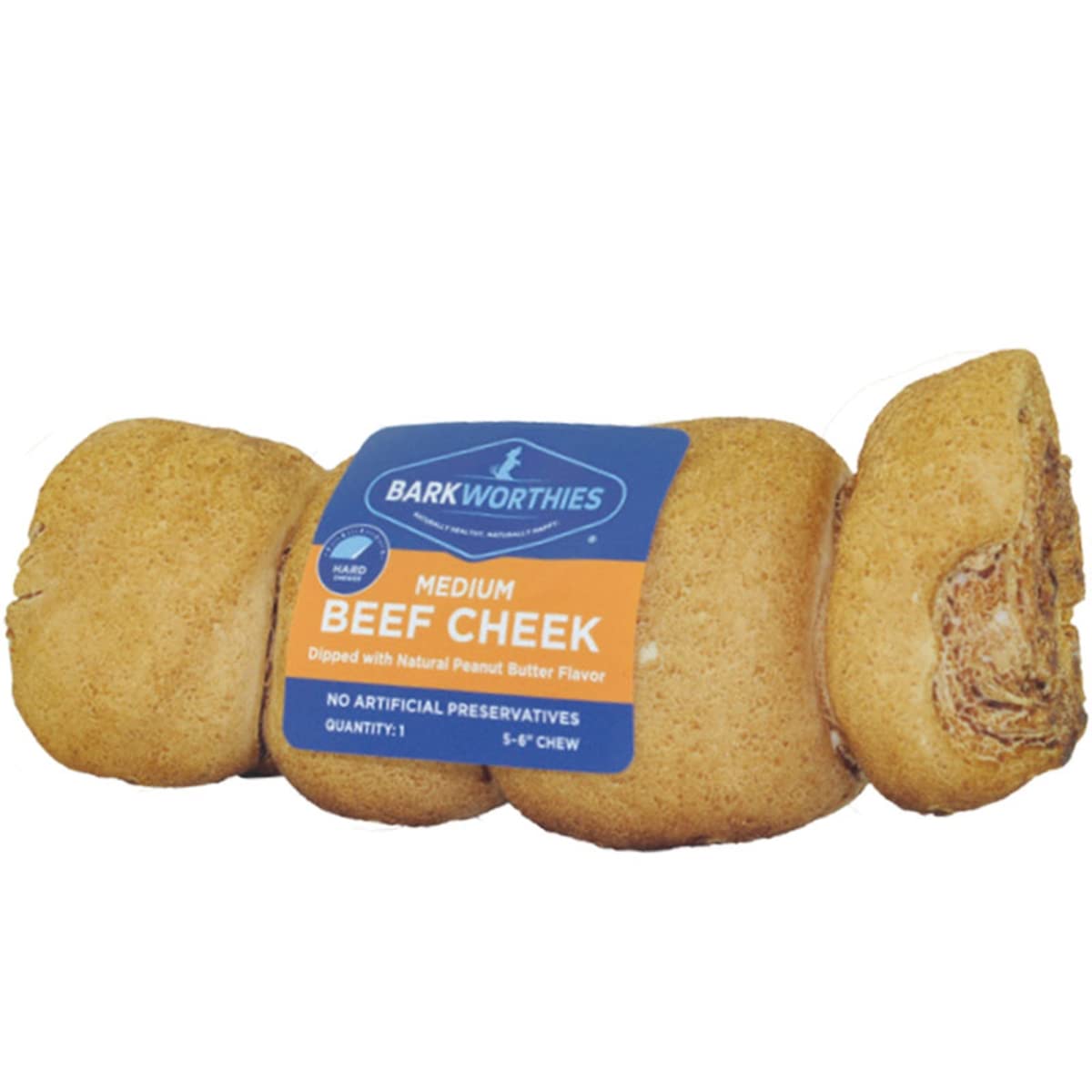 Barkworthies 20512295 Grain Free Beef Cheek Dipped Peanut Butter Treat For Dogs, Large