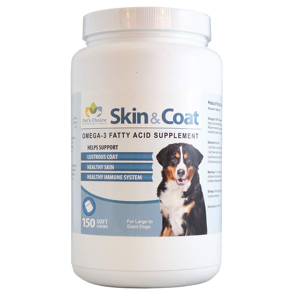 Pets Choice Pharmaceuticals Skin & Coat, Omega-3 Soft Chews for Large to Giant Dogs, 150 ct