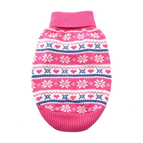 Doggie Design Combed Cotton Snowflake Hearts Dog Sweater (3X-Large, Pink)