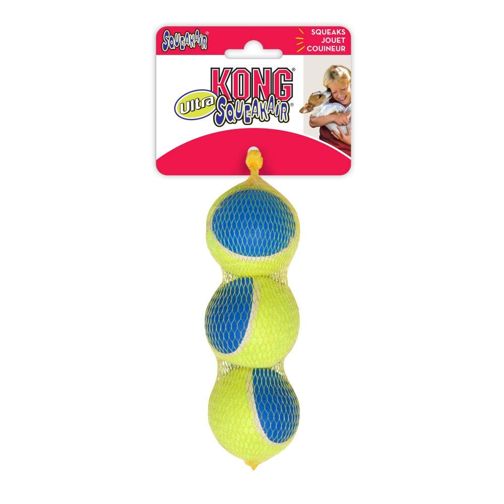 Kong - Squeakair Ultra Balls - Dog Toy Premium Squeak Tennis Balls, Gentle On Teeth - For Medium Dogs (3 Pack)