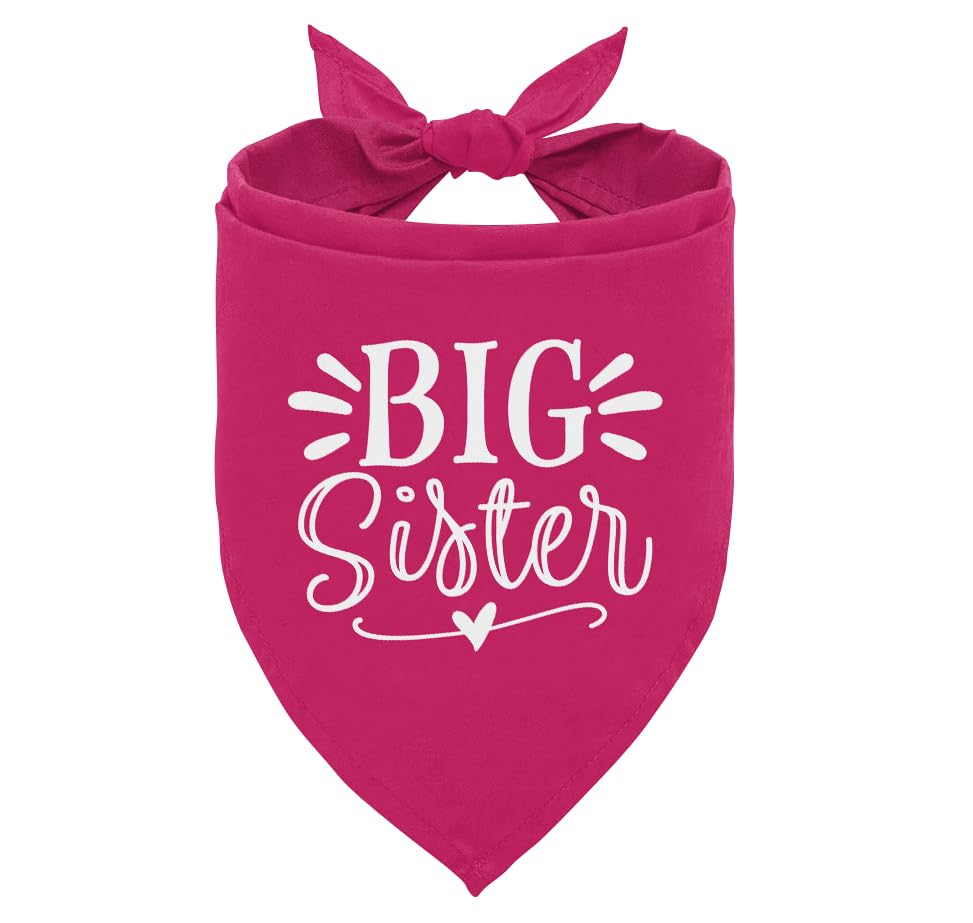 Big Sister Dog Bandana, Dog Bandana, Deep Pink Pet Dog Scarf Accessories, Pet Dog Triangle Scarf, Dog Bandana For Small Medium D