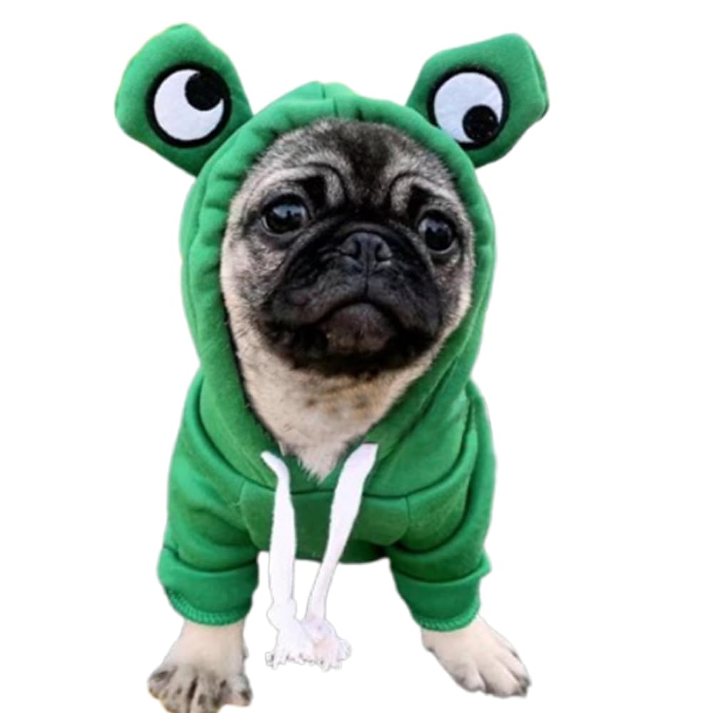 Aniac Funny Pet Clothes For Small Dog & Cat, Frog Dog Hoodies & Sweatshirt Coat, Eye Hood, Fall & Halloween Costume (Green, Medi