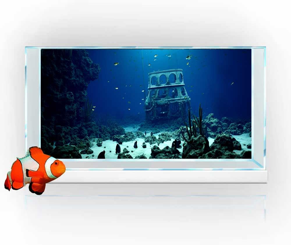 Dtekoj 48X24IN Natural Underwater Aquarium Background, Pictures 3D Fish Reef Fish Tank Decoration Background, with 8 EVA Double-