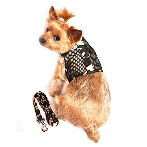 Doggie Design Camouflage Cool Mesh Netted Dog Vest Harness W/ Leash (Large)