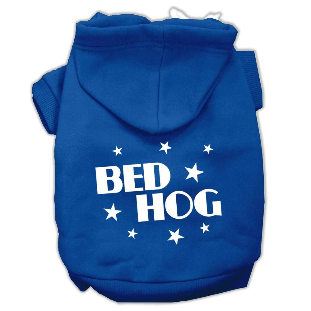Pet, Dog & Cat Hoodie Screen Printed, 'Bed Hog' Purple Xs (0-3 Lbs.)