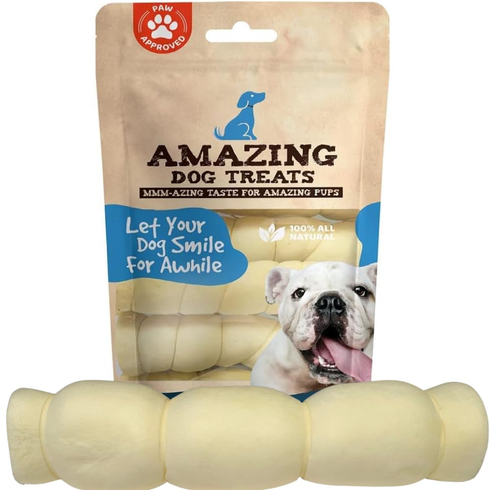 Amazing Dog Treats - Beef Cheek Rolls (Mega Thick 10  - 3 Pcs) - Safe Rawhide Alternative Dog Chew - Great for Power Chewers - L
