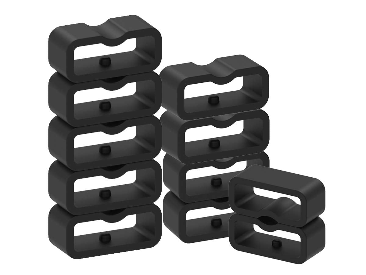 10-Pack Black Silicone Secure Band Keepers Fasteners Rings Holders Loops For Tencloud Pet Collar Set Of 12 Or 16 Adjustable Id Collars Leather (Black, Small)
