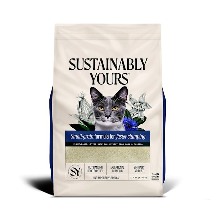 Sustainably Yours Natural Cat Litter, Multi-Cat, Corn & Cassava, 13 lbs, Purple, Model 70002
