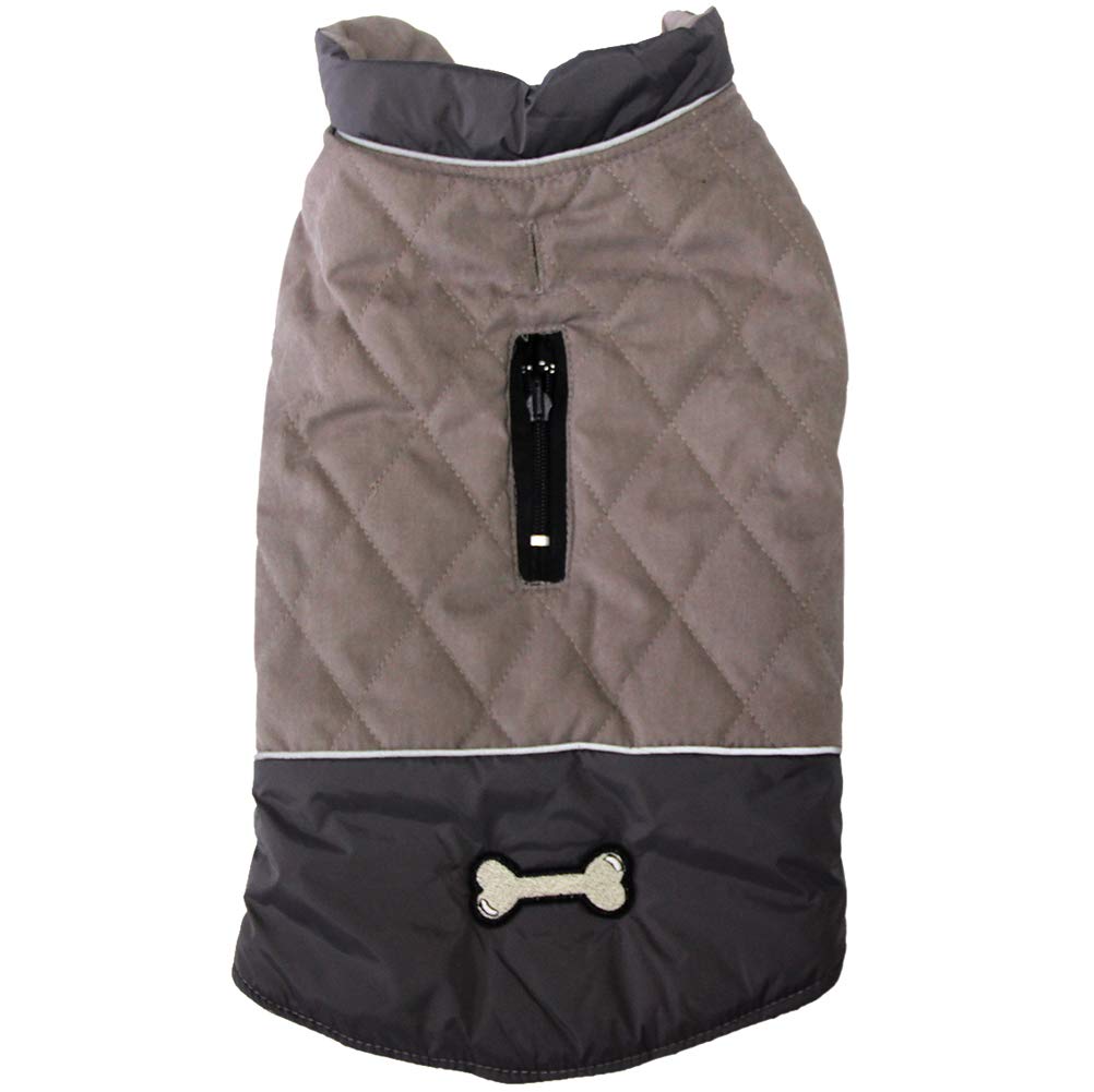 Vecomfy Reversible Dog Coats For Small Dogs Waterproof Warm Dog Jacket For Cold Winter,Grey M