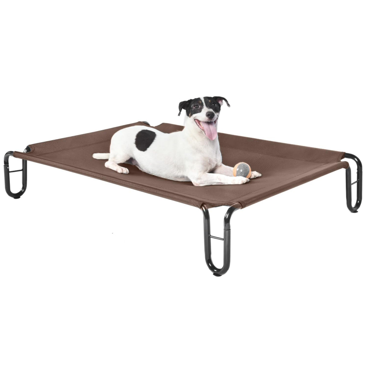 Pettycare Elevated Outdoor Dog Bed - Dog Cots Beds For Medium Dogs, Waterproof Raised Dog Bed Easy To Assemble, Cooling Elevated Dog Bed With Teslin Mesh, Durable, Non Slip, Up To 40 Lbs,Brown