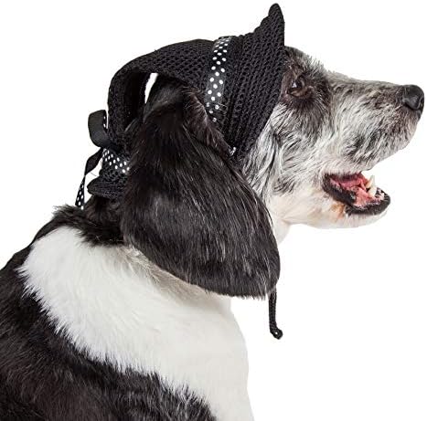 Pet Life  Sea Spot Sun Uv Protectant Adjustable Fashion Mesh Brimmed Dog Hat Cap, Black  Medium