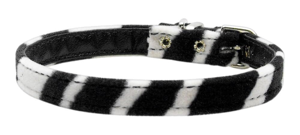 Dog, Puppy & Pet Plain Collar, &quot;3/8&quot; Wide Animal Print&quot; Zebra 12