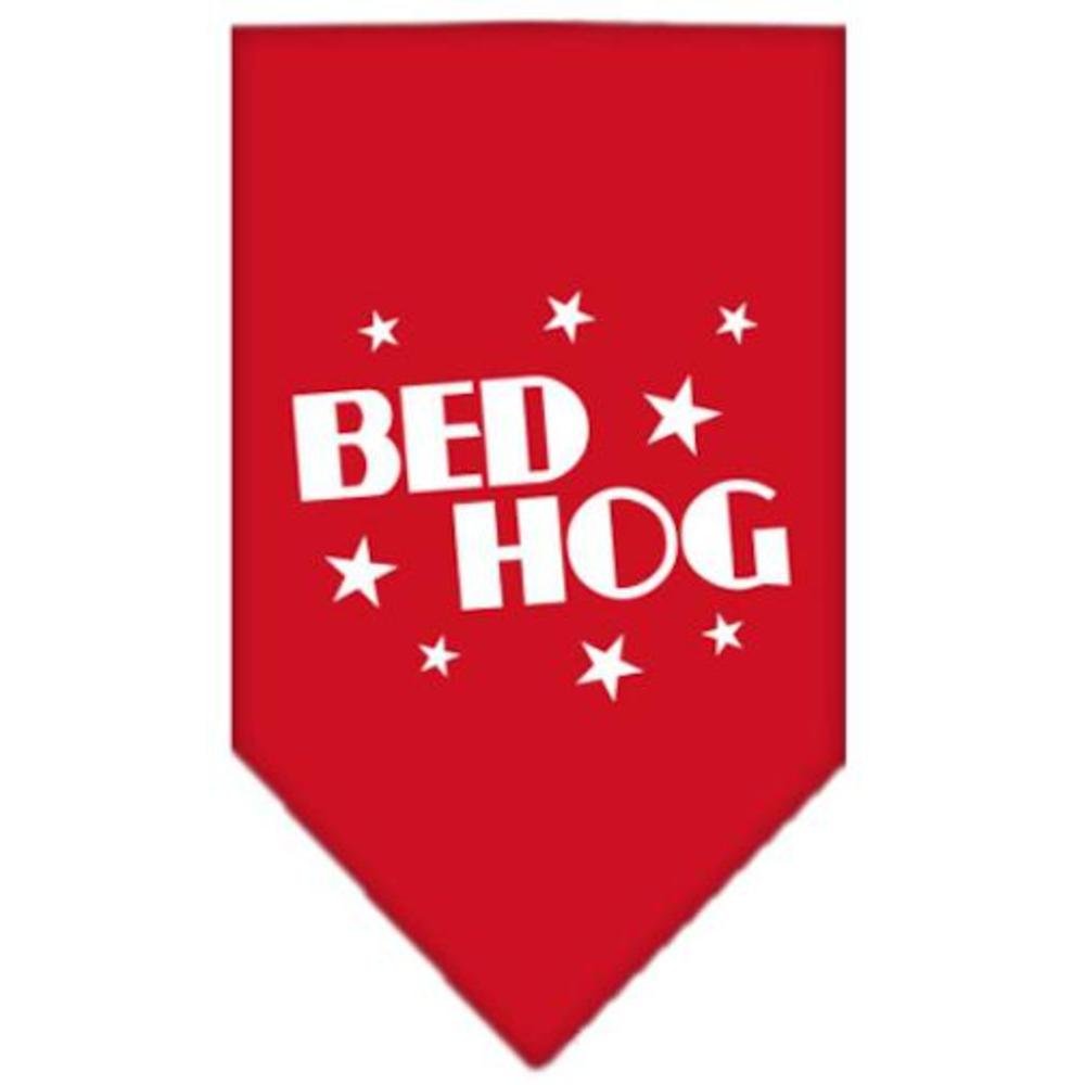 Pet and Dog Bandana Screen Printed, &quot;Bed Hog&quot; Red Small