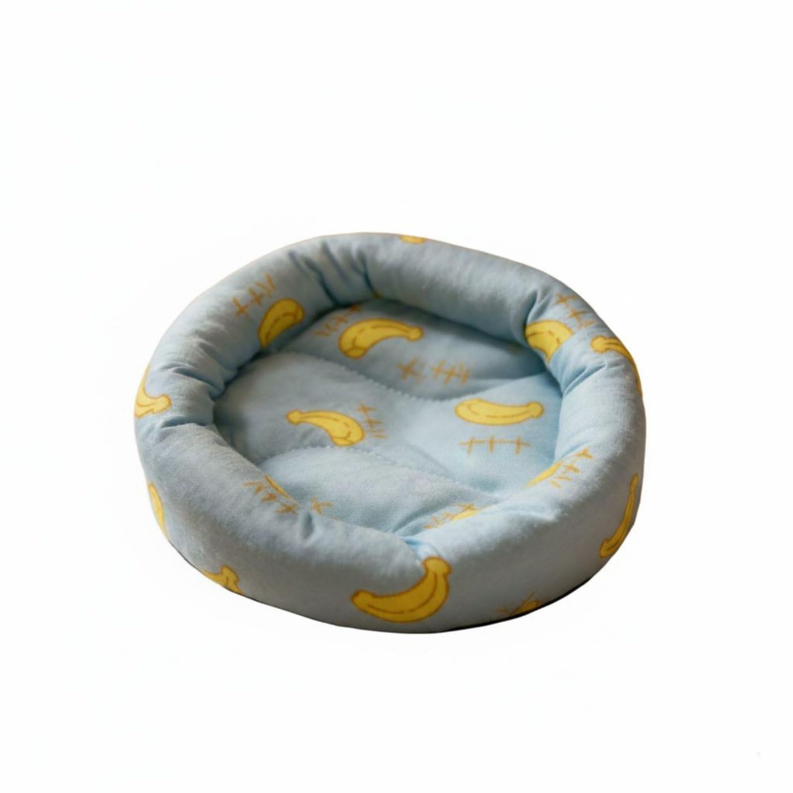 LOOM TREE Cute Fruit Patterns Hamster Cooling Bed Soft and Comfortable Round Guinea Pig Nest for Summer, Blue, L | Pet Supplies 
