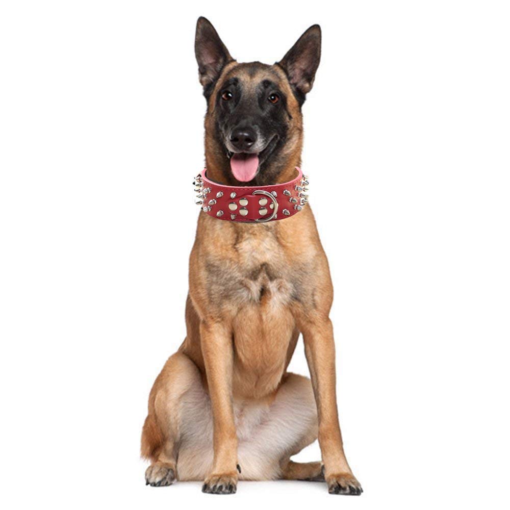 Serijoars Spiked Studded Dog Collar, Pu Leather Dog Collar, Adjustable Pet Collars For Medium Or Large Breed Pet (L, Black1)