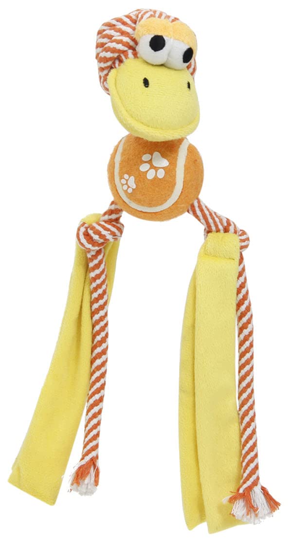 Pet Life  'Tennis Pawl' Rope Squeaker and Crinkle Tennis Dog Toy(D0102HAXI7U.)