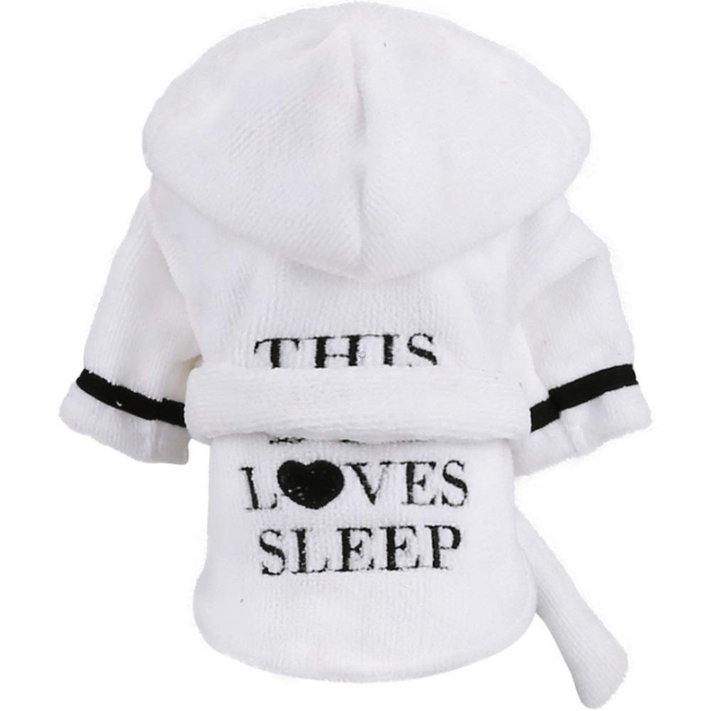 Stock Show Pet Pajama With Hood Thickened Luxury Soft Cotton Hooded Bathrobe Quick Drying And Super Absorbent Dog Bath Towel Soft Pet Nightwear For Puppy Small Dogs Cats, White, Xxl