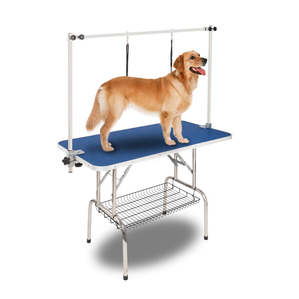 Bonnlo Pet Grooming Table, Portable Dog Grooming Table With Arm Noose & Mesh Tray, Adjustable Foldable Pet Groom Table Stand For Dog Cat, Maximum Capacity Up To 330 Lbs (45In)