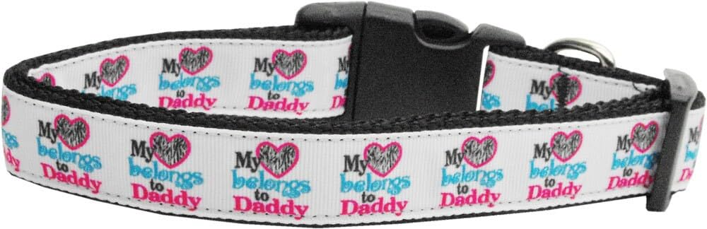 Mirage Pet Products My Heart Belongs to Daddy Nylon Collar for Pets, Large