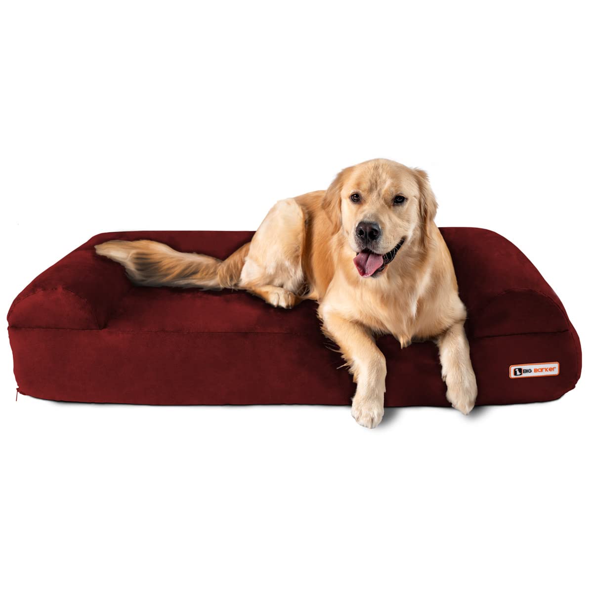 Barker Beds Sofa Dog Bed For Large Sized Dogs (Large, Burgundy) - 7'' Thick Soft & Comfortable Orthopedic Cushion - Durable & Wa